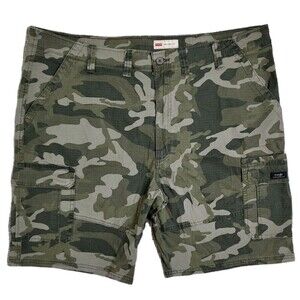 NWT Wrangler Cargo Short Ripstop Tech Pocket Light Stretch Green Camo Men's 46